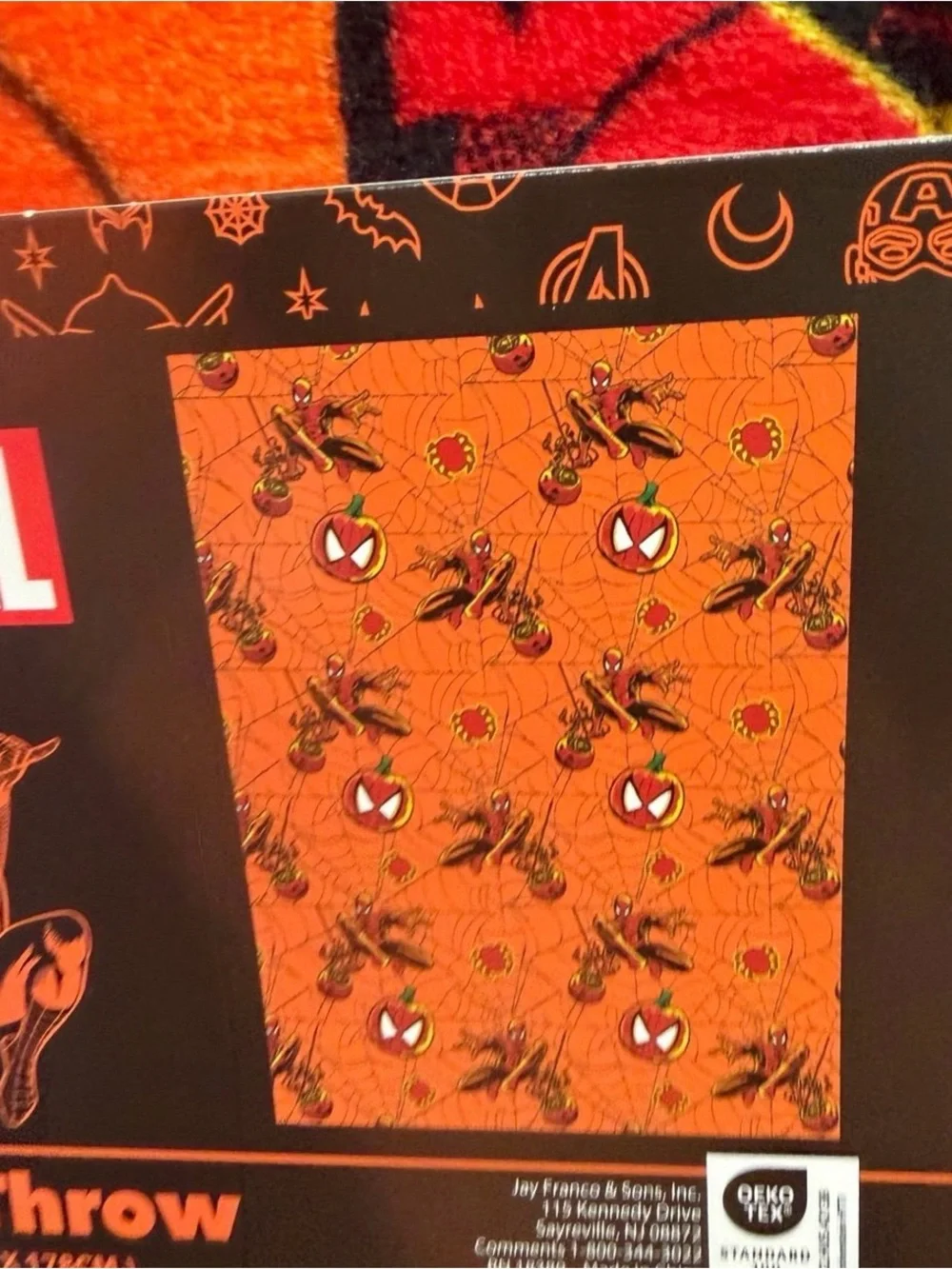 Marvel Spider-Man Halloween Plush Throw  Blanket, Orange